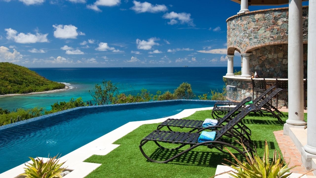 a beautiful coastal home with newly installed 72ST from ARtificial Turf Supply